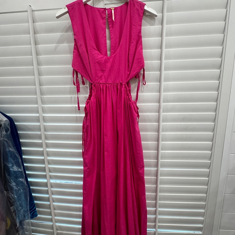 Free People Bright Pink Dress with side cut outs